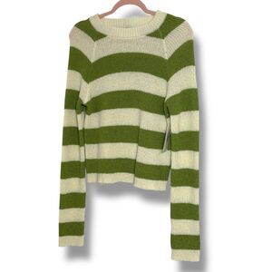 Sadie & Sage Green and Cream Striped Soft Knit Sweater Women's Size Small NWT